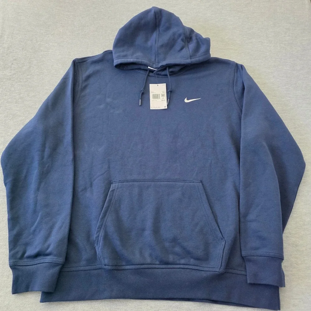 Nike Mens Sportswear Club Fleece Hoodie Midnight Navy Blue XXL 611457-410 NWT